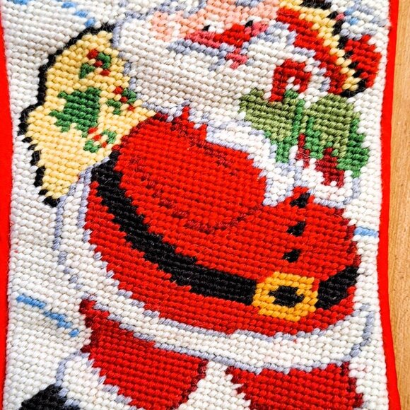Vintage Wool Needlecraft Santa w/Christmas Gifts Stocking 19 Inches Excellent - Picture 2 of 3